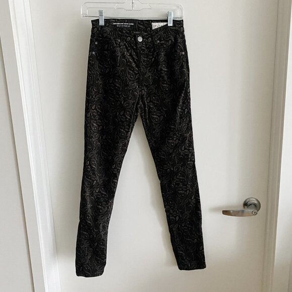Anthropologie Adriano Goldschmied Gray Stevie Paisley High Rise Velvet Pants - Picture 8 of 8